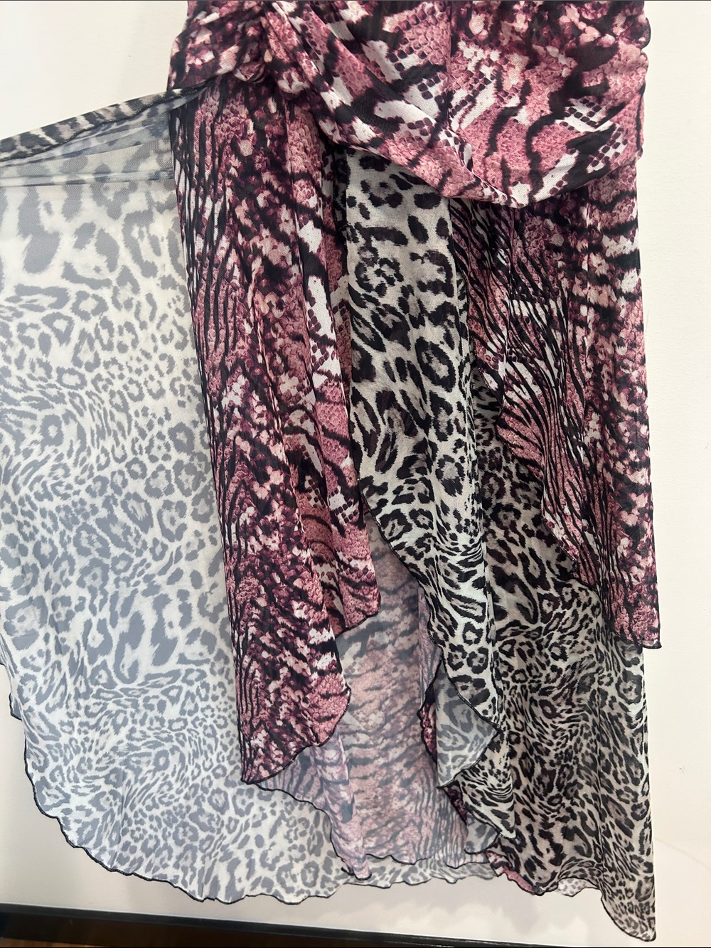 Dolls kill Y2K Paris Pink and Black Animal Print mesh Halter Maxi Dress medium - Picture 4 of 8